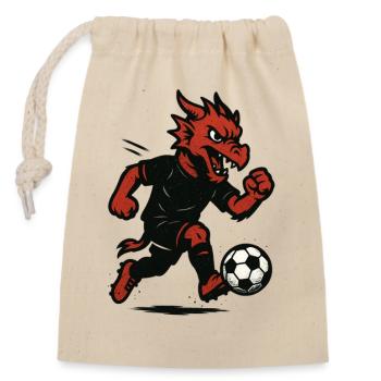 Diable Rouge jouant au football - Sac cadeau en coton avec cordon (14 x 20 cm) - nature - Devant