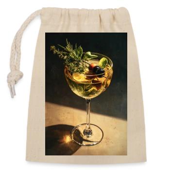 Nature morte en verre à cocktail aux herbes - Sac cadeau en coton avec cordon (14 x 20 cm) - nature - Devant