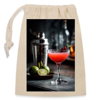 Crimson Citrus Cocktail - Closable cotton gift bag (14x20cm) - nature - Front