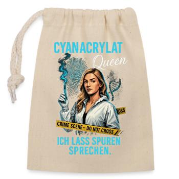 Cyanoacrylate Queen – Traces Speak - Closable cotton gift bag (14x20cm) - nature - Front