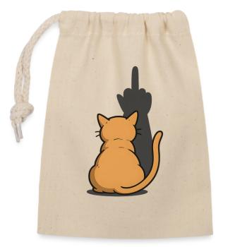 Recognize the Signs Cat Middle Finger - Closable cotton gift bag (14x20cm) - nature - Front