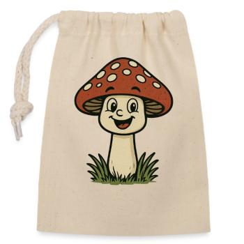 Funny Toadstool Cartoon - Closable cotton gift bag (14x20cm) - nature - Front