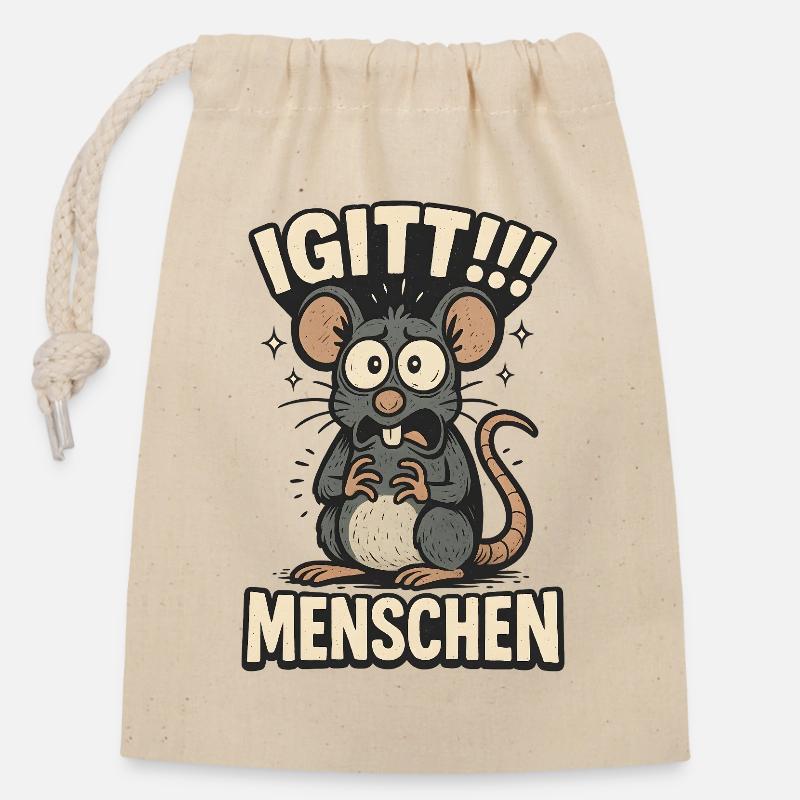 Igitt Menschen - Verschließbarer Geschenkbeutel aus Baumwolle (14x20cm) - Natur