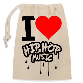 I Love Hip Hop Music - Closable cotton gift bag (14x20cm) - nature - Front