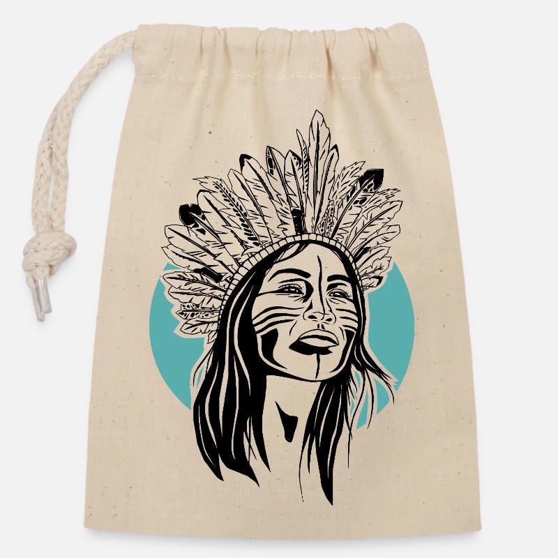caribes - Sac cadeau en coton avec cordon (14 x 20 cm) - nature