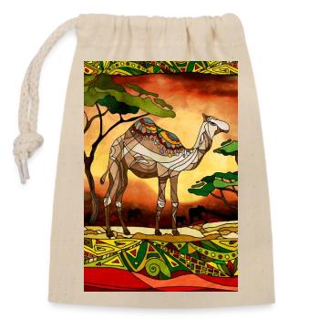 Chameau - Sac cadeau en coton avec cordon (14 x 20 cm) - nature - Devant