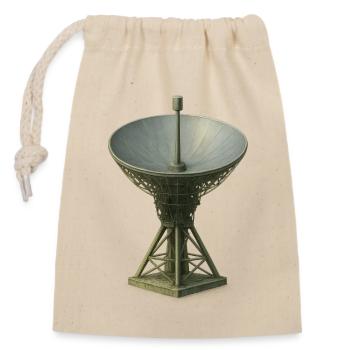 Antenne parabolique rétro motif vintage - Sac cadeau en coton avec cordon (14 x 20 cm) - nature - Devant