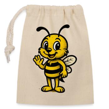 Motif pour enfants : Dessin animé d’abeille mignonne - Sac cadeau en coton avec cordon (14 x 20 cm) - nature - Devant