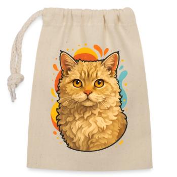 Chat Selkirk Rex dans le Pop Art coloré - Sac cadeau en coton avec cordon (14 x 20 cm) - nature - Devant