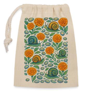 Snail Garden Orange Bloom - Closable cotton gift bag (14x20cm) - nature - Front