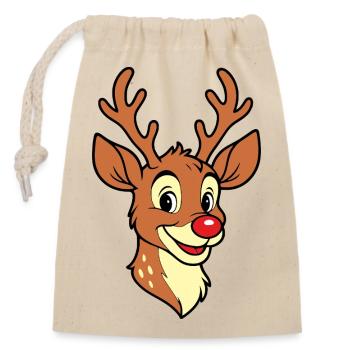 Papa Renne Rudolph Noël Joyeux Nom - Sac cadeau en coton avec cordon (14 x 20 cm) - nature - Devant