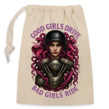 Bad Girls Ride – Mécanique de dreadlocks roses - Sac cadeau en coton avec cordon (14 x 20 cm) - nature - Devant