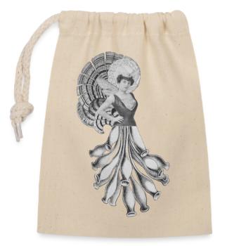 Danseuse victorienne avec éventail de plumes - Sac cadeau en coton avec cordon (14 x 20 cm) - nature - Devant