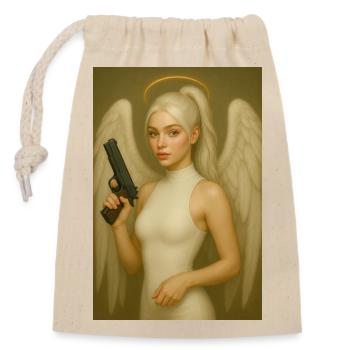 Angel with Weapon - Closable cotton gift bag (14x20cm) - nature - Front