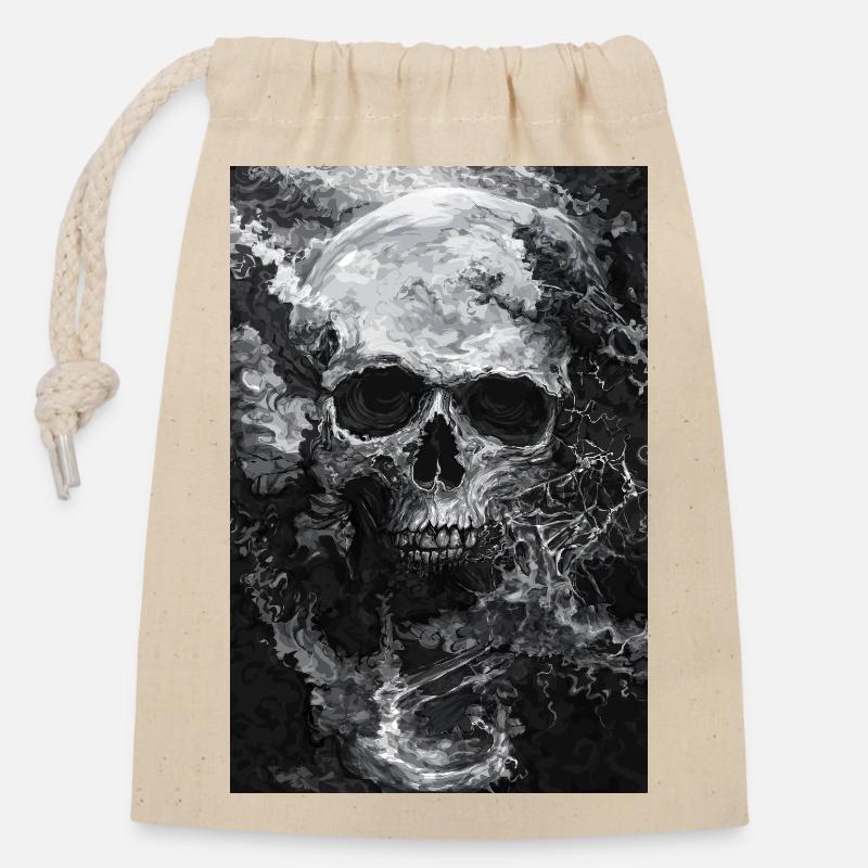 Horror Portrait Schädel - Verschließbarer Geschenkbeutel aus Baumwolle (14x20cm) - Natur