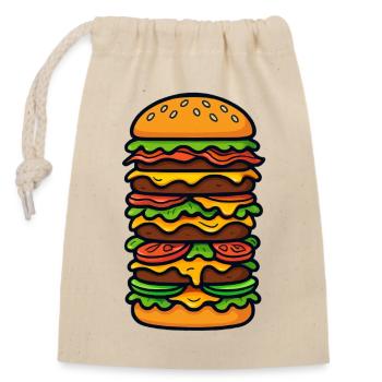 Burger grand XXL - Sac cadeau en coton avec cordon (14 x 20 cm) - nature - Devant