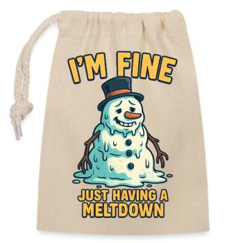 Melting Snowman - Closable cotton gift bag (14x20cm) - nature - Front