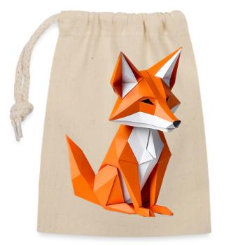 Polygon-Fuchs Illustration - Verschließbarer Geschenkbeutel aus Baumwolle (14x20cm) - Natur - Vorne