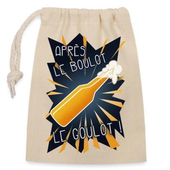 Après le boulot, le goulot ! - Sac cadeau en coton avec cordon (14 x 20 cm) - nature - Devant