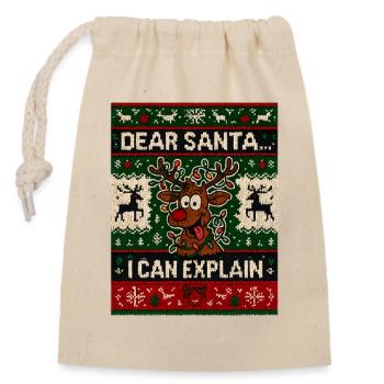 Dear Santa I Can Explain - Verschließbarer Geschenkbeutel aus Baumwolle (14x20cm) - Natur - Vorne