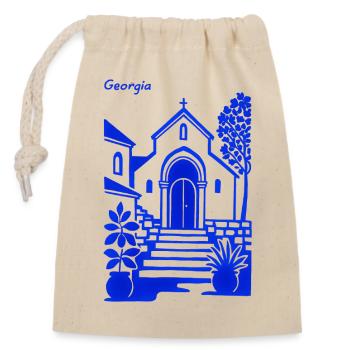 Georgia Blue Church Steps - Closable cotton gift bag (14x20cm) - nature - Front