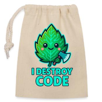 Green Leaf Code Warrior - Closable cotton gift bag (14x20cm) - nature - Front