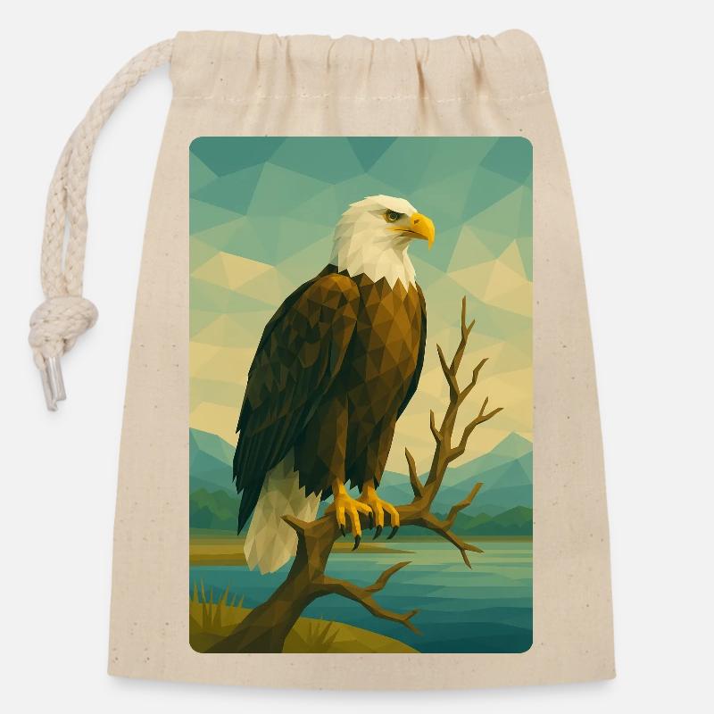 Polynature Weißkopfseeadler - Verschließbarer Geschenkbeutel aus Baumwolle (14x20cm) - Natur