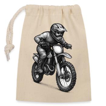 Illustration de pilotes de motocross - Sac cadeau en coton avec cordon (14 x 20 cm) - nature - Devant