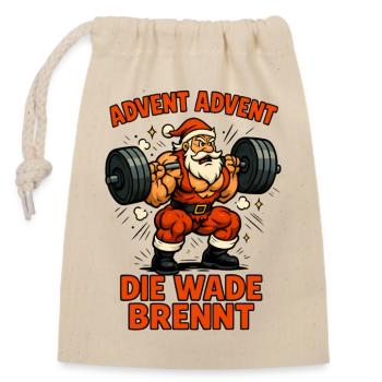 Advent Advent the calf burns - Closable cotton gift bag (14x20cm) - nature - Front