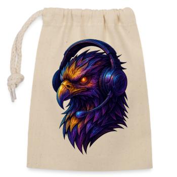 Neonadler mit Headset - Verschließbarer Geschenkbeutel aus Baumwolle (14x20cm) - Natur - Vorne