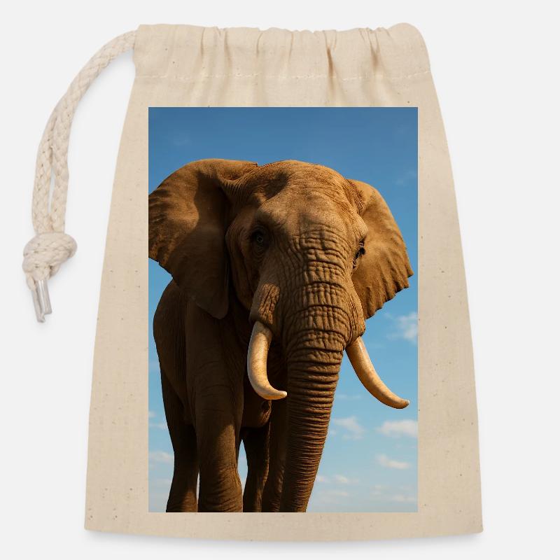 Elephant in close-up with sunshine - Closable cotton gift bag (14x20cm) - nature