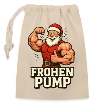 Frohen Pump Bizeps Gym - Verschließbarer Geschenkbeutel aus Baumwolle (14x20cm) - Natur - Vorne