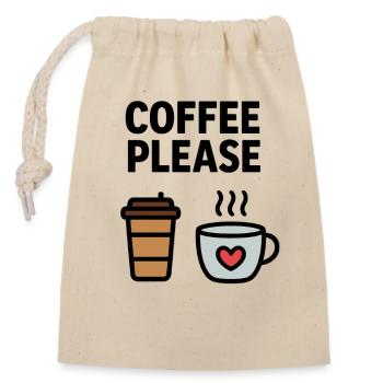 Becher & Herz Kaffee Icon - Verschließbarer Geschenkbeutel aus Baumwolle (14x20cm) - Natur - Vorne