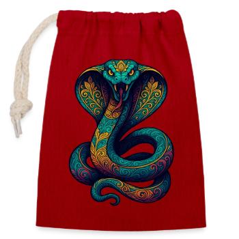 Colorful Cobra Ornament - Closable cotton gift bag (14x20cm) - red - Front