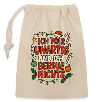 Weihnachten - Verschließbarer Geschenkbeutel aus Baumwolle (14x20cm) - Natur - Vorne
