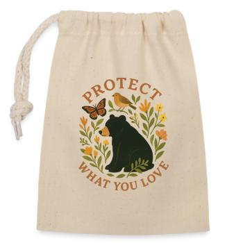 Protégez ce que vous aimez - Sac cadeau en coton avec cordon (14 x 20 cm) - nature - Devant
