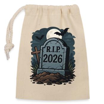 RIP 2026 Halloween Grabstein - Closable cotton gift bag (14x20cm) - nature - Front
