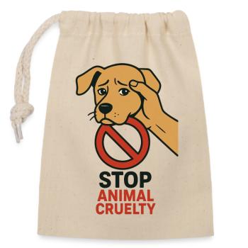 Stop Animal Cruelty Dog Shield - Verschließbarer Geschenkbeutel aus Baumwolle (14x20cm) - Natur - Vorne
