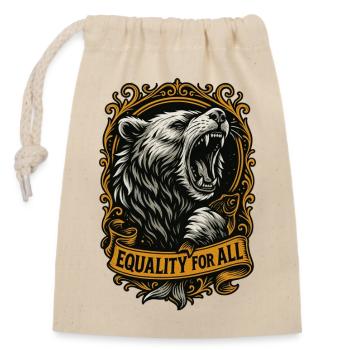 Bear with Equality for All - Closable cotton gift bag (14x20cm) - nature - Front