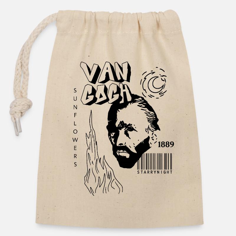 Van gogh - Sac cadeau en coton avec cordon (14 x 20 cm) - nature