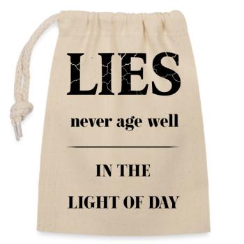 LIES – Fraction Texture Typography - Closable cotton gift bag (14x20cm) - nature - Front