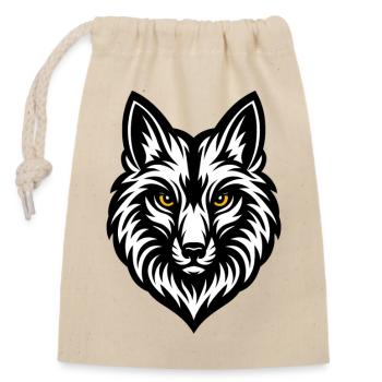 Wolf's Head Black White - Closable cotton gift bag (14x20cm) - nature - Front