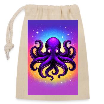 Purple Cosmic Octopus - Closable cotton gift bag (14x20cm) - nature - Front
