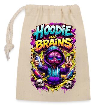 Hoodie-Gehirn-Graffiti - Verschließbarer Geschenkbeutel aus Baumwolle (14x20cm) - Natur - Vorne