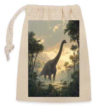 Dinosaurier-Morgendämmerung im Dschungel - Verschließbarer Geschenkbeutel aus Baumwolle (14x20cm) - Natur - Vorne
