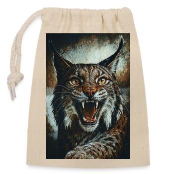 Wildkatze im Zorn - Verschließbarer Geschenkbeutel aus Baumwolle (14x20cm) - Natur - Vorne