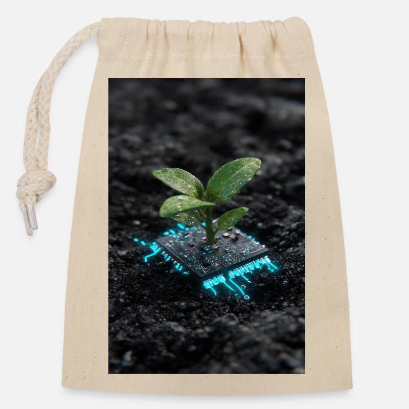 Cyber-Keimling auf Circuit Core - Verschließbarer Geschenkbeutel aus Baumwolle (14x20cm) - Natur
