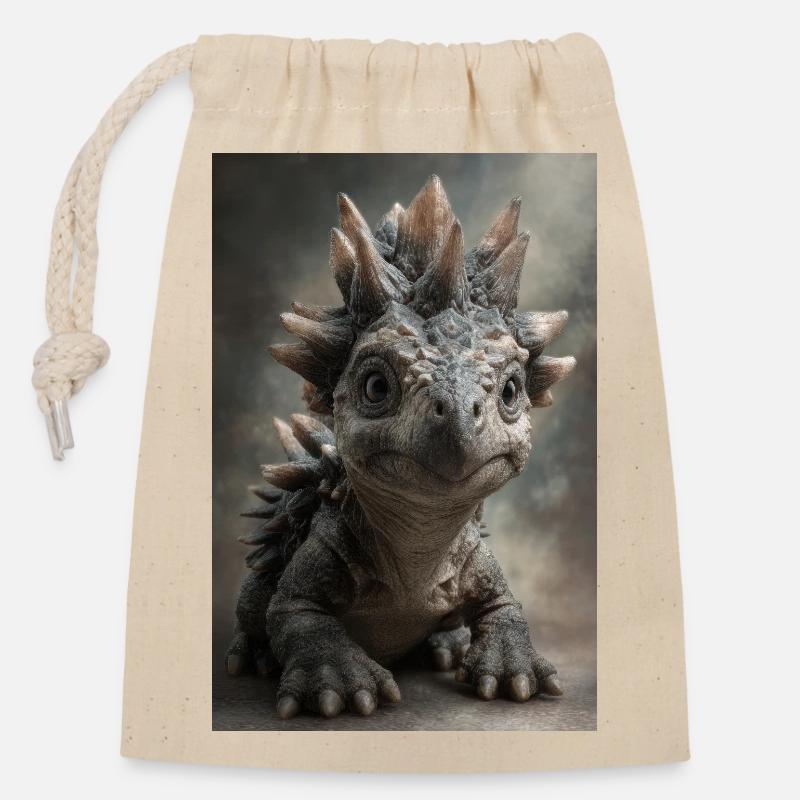 Kleines Stegosaurus-Porträt - Verschließbarer Geschenkbeutel aus Baumwolle (14x20cm) - Natur