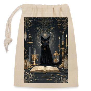 Midnight Cat Alchemist - Closable cotton gift bag (14x20cm) - nature - Front