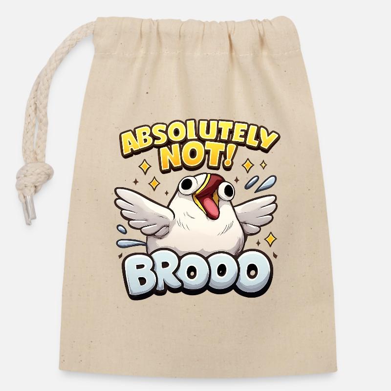 Mème de l’Oiseau Blanc - Sac cadeau en coton avec cordon (14 x 20 cm) - nature